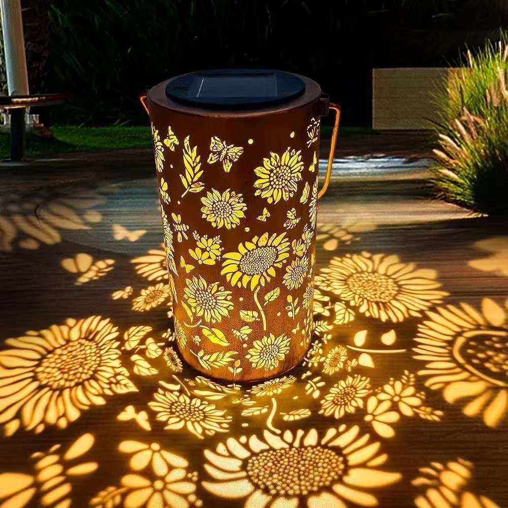 Solar Garden Light - Sonnenblumenlicht und Schattenlicht, wasserdichte Außenleuchte, solarbetrieben,