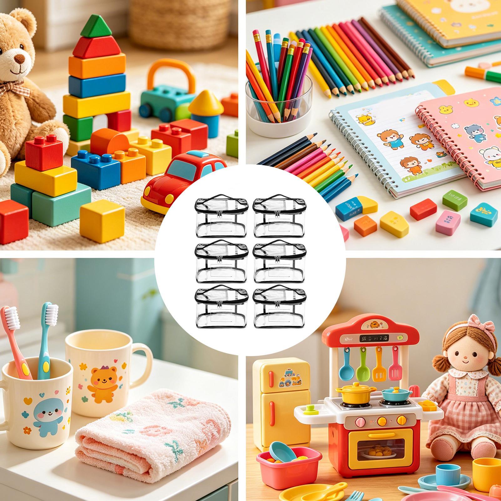 Reusable Bag - Spielzeug-Aufbewahrungstaschen, 6 Stück, Transparente Puzzle-Organizer-Beutel mit