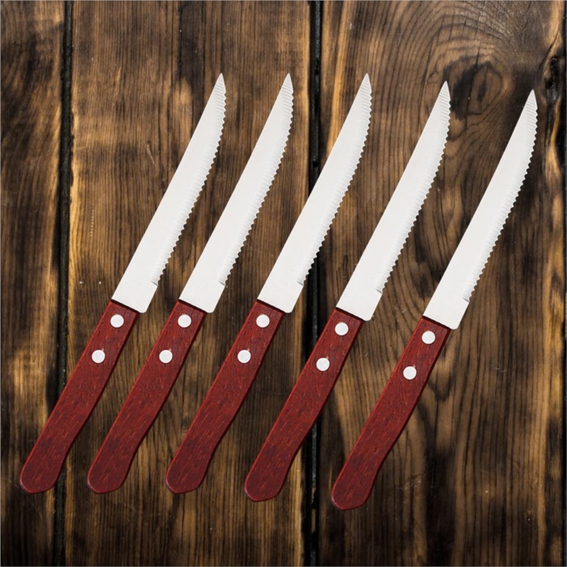 Bamboo Cutlery - 1-20 Stücke Edelstahl Steakmesser Holzgriff Abendessen