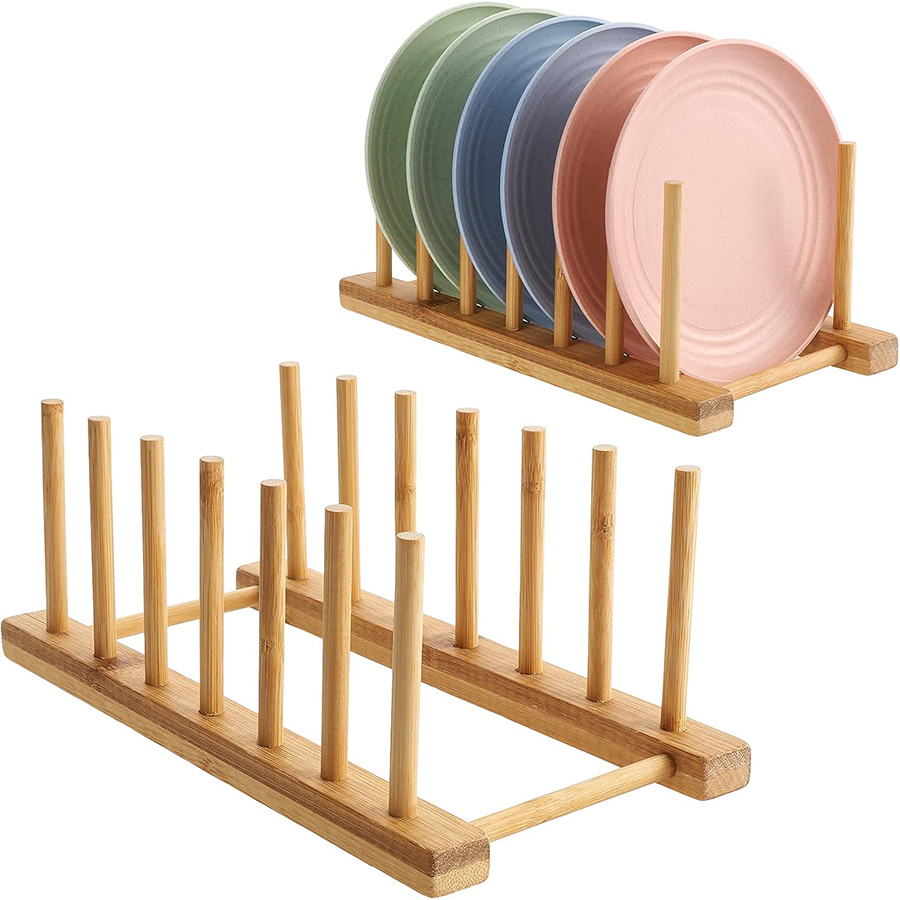 Bamboo Cutlery - 1 Stück/2 Stück Bambus-Geschirrständer, Tellerhalter, Aufbewahrungsregal,