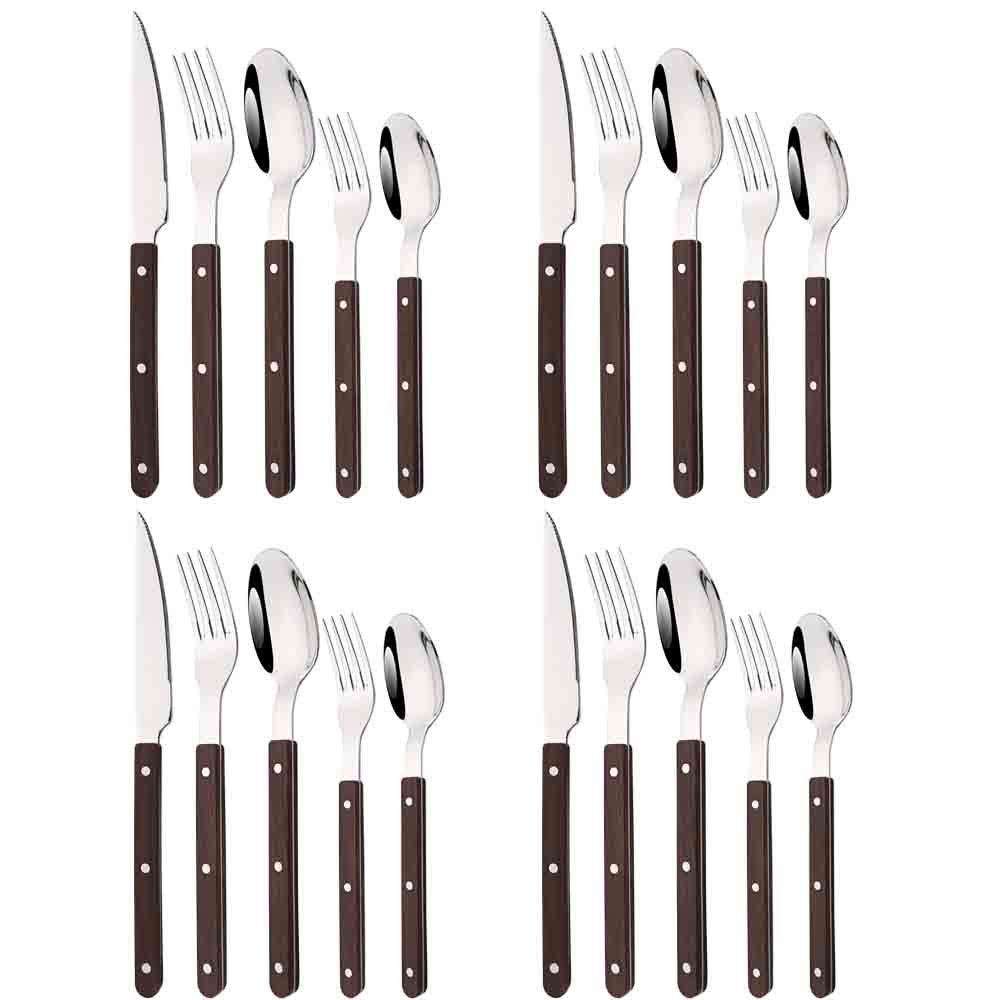Bamboo Cutlery - 5/20Pcs Nachahmung Holz Silber Geschirr Set