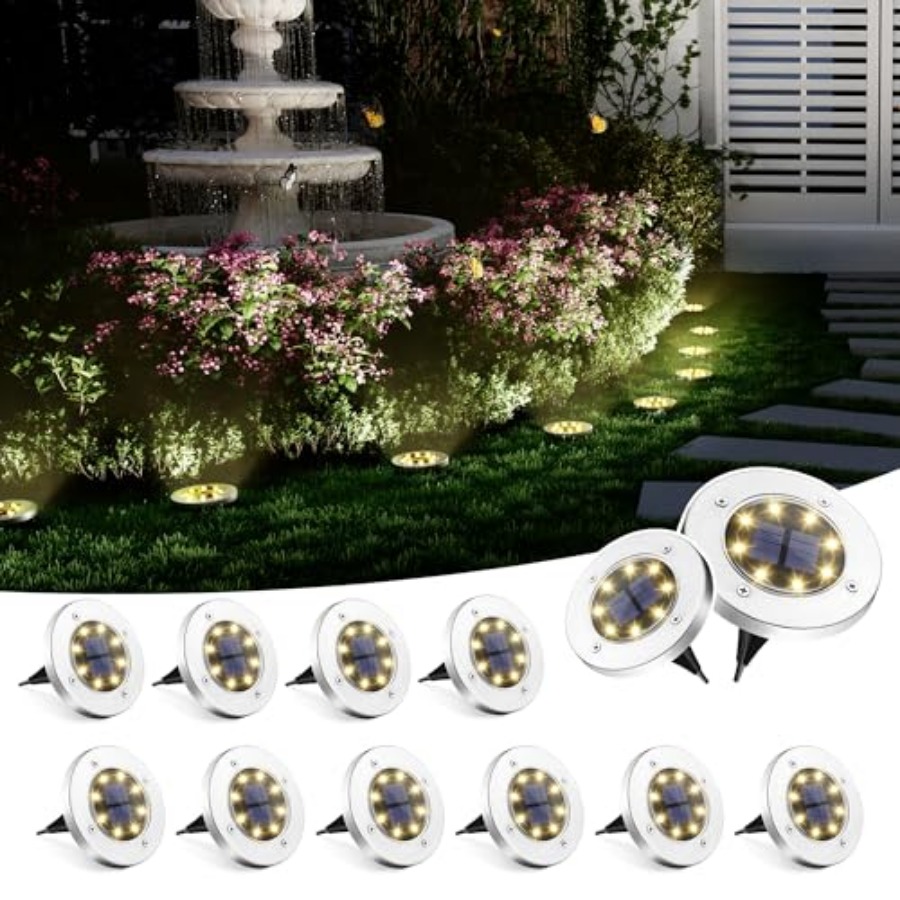 Solar Garden Light - Solar-Bodenleuchten, Solar-Außenleuchten, Wasserdicht, 8 LED, Solarbetriebene