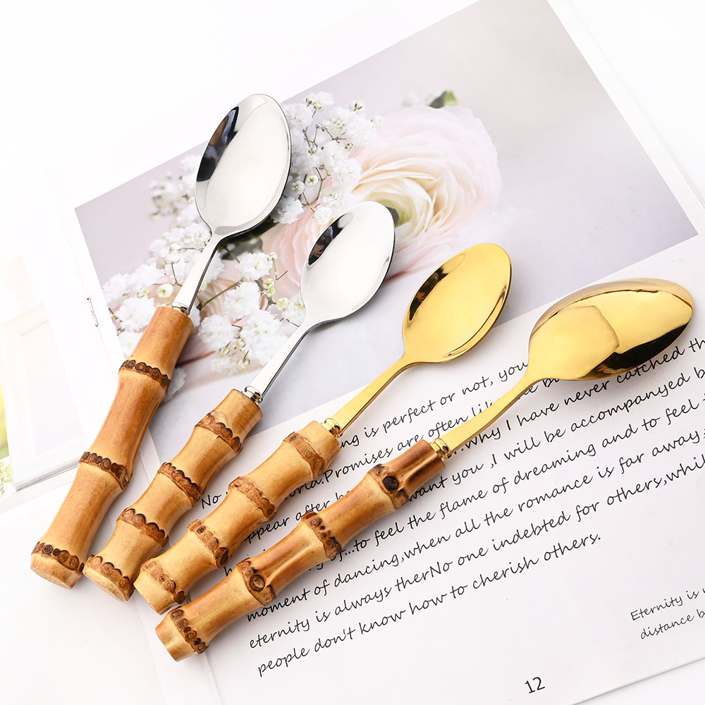 6 Stücke Gold Natürlichen Bamb – Bamboo Cutlery Bewertung und Preis