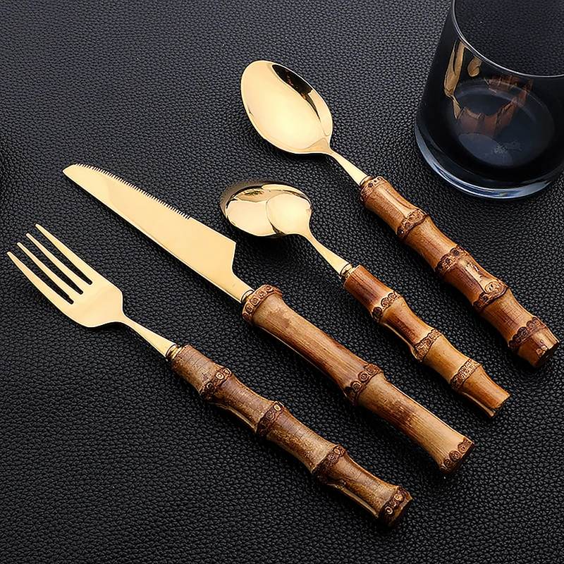 24Pcs Edelstahl Besteck Natürl – Bamboo Cutlery Bewertung und Preis