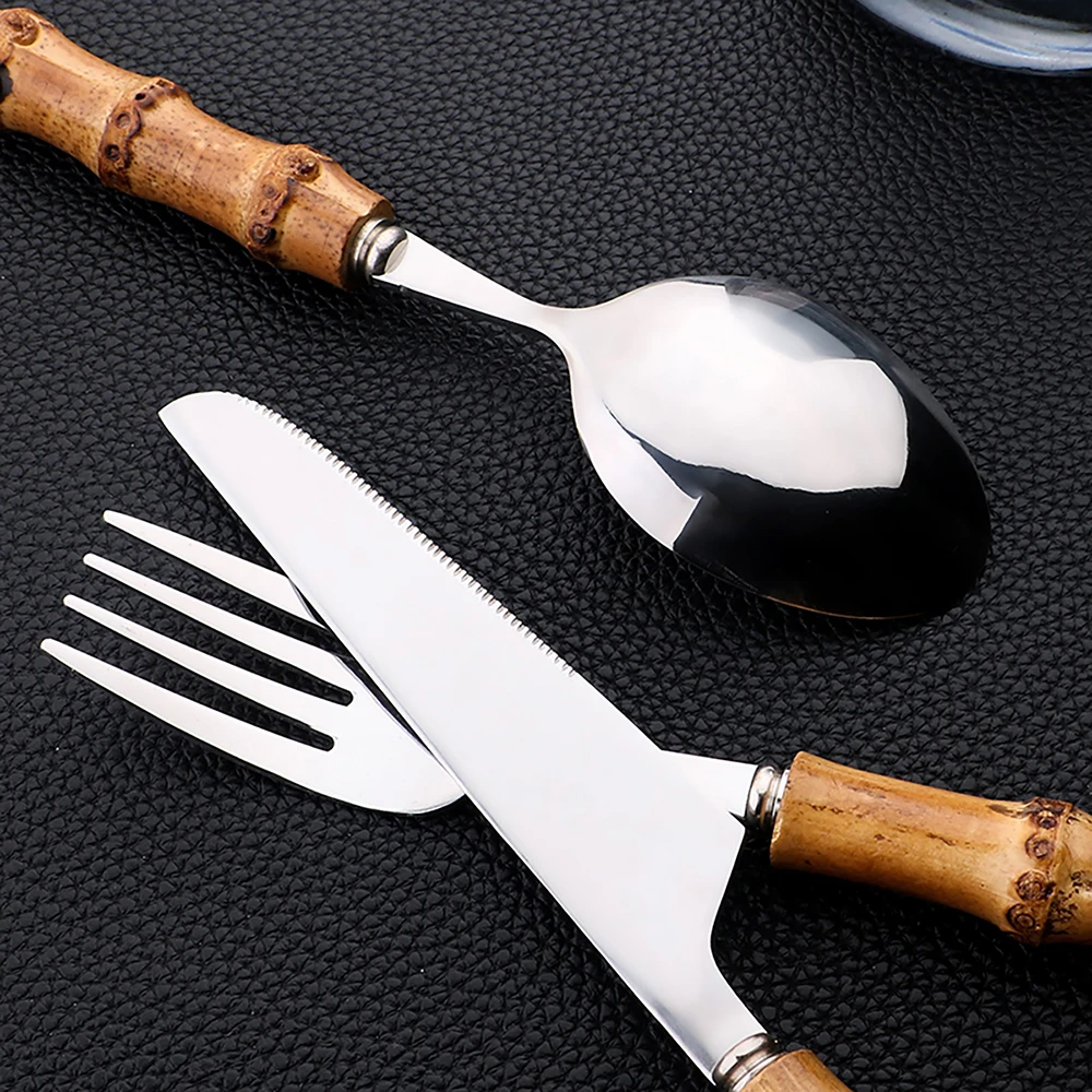 24Pcs Edelstahl Besteck Natürl – Bamboo Cutlery Bewertung und Preis